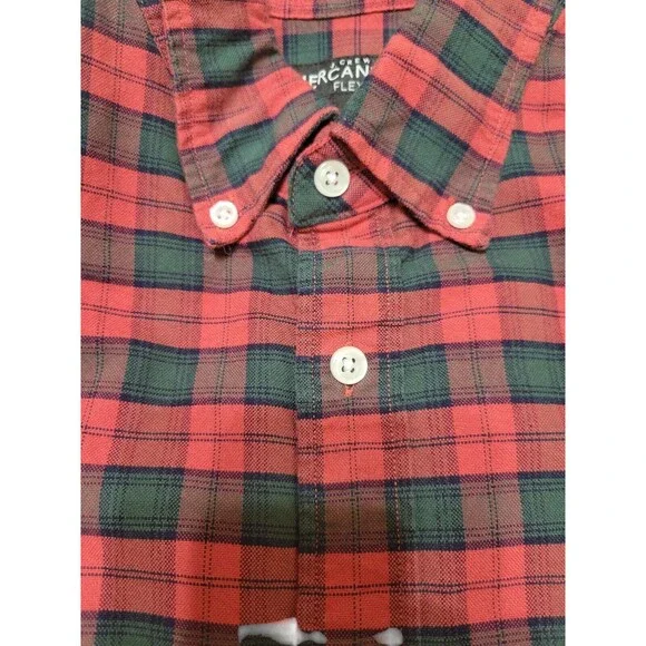 J. Crew Mercantile Flex Mens Button Down Shirt Size L Red Green Plaid E9 - Picture 4 of 11